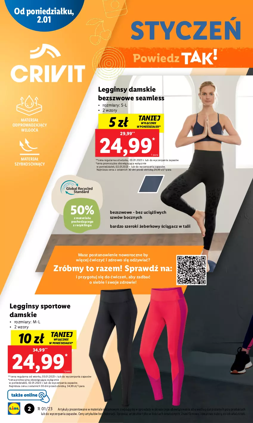 Gazetka promocyjna Lidl - GAZETKA - ważna 02.01 do 07.01.2023 - strona 2 - produkty: Control, Gin, Legginsy, LG, Por, Sport, Zdrowie