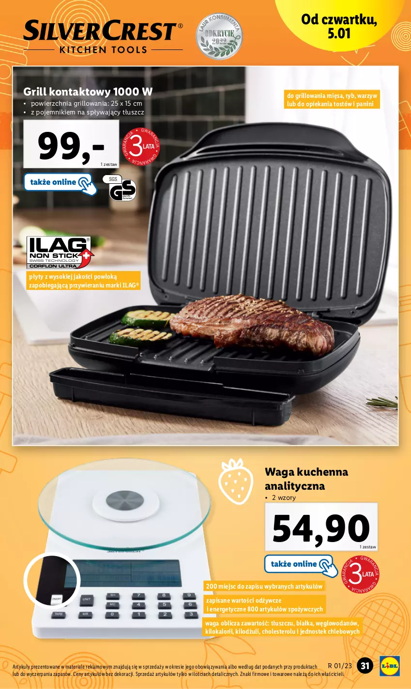 Gazetka promocyjna Lidl - GAZETKA - ważna 02.01 do 07.01.2023 - strona 37 - produkty: Chleb, Grill, Grill kontaktowy, Pojemnik, Sok, Stek, Waga, Woda