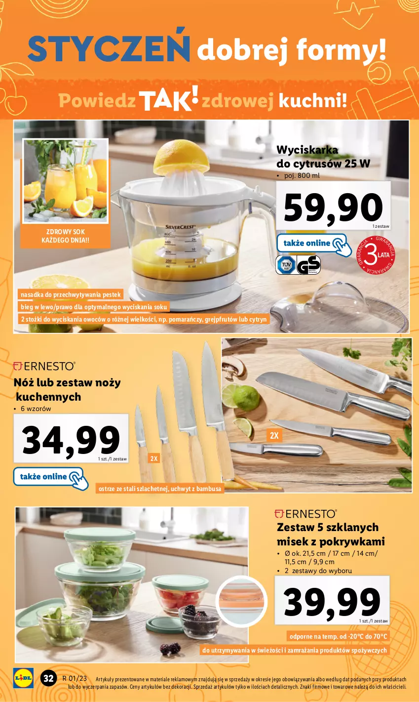 Gazetka promocyjna Lidl - GAZETKA - ważna 02.01 do 07.01.2023 - strona 38 - produkty: Grejpfrut, Noż, Por, Sok, Stek, Wyciskarka