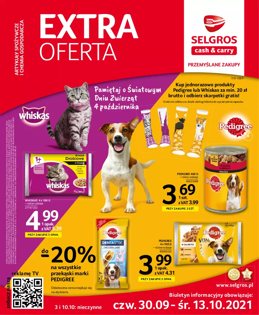 Gazetka promocyjna Selgros - Extra Oferta - ważna 01.09 do 30.09.2021 - strona 1 - produkty: Fa, Gra, Karp, LG, Pedigree, Skarpetki, Tran, Whiskas