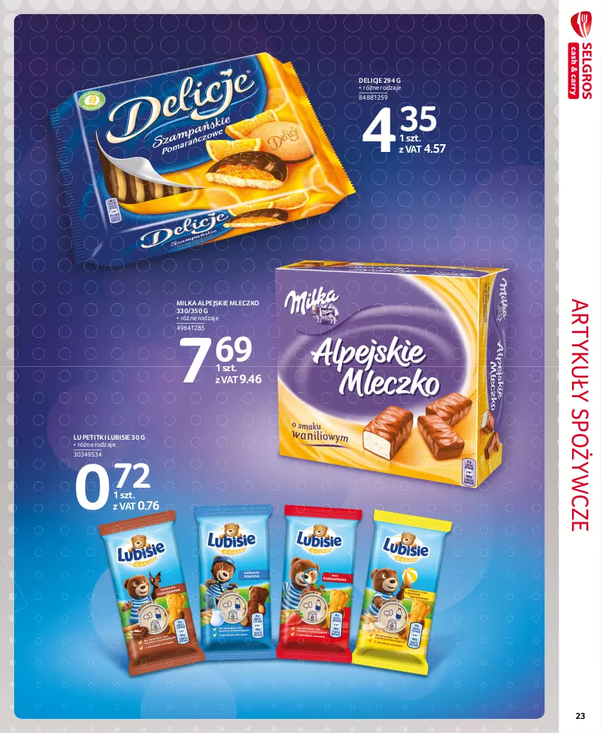 Gazetka promocyjna Selgros - Extra Oferta - ważna 01.09 do 30.09.2021 - strona 23 - produkty: Artykuły spożywcze, Delicje, Lubisie, Milka, Mleczko