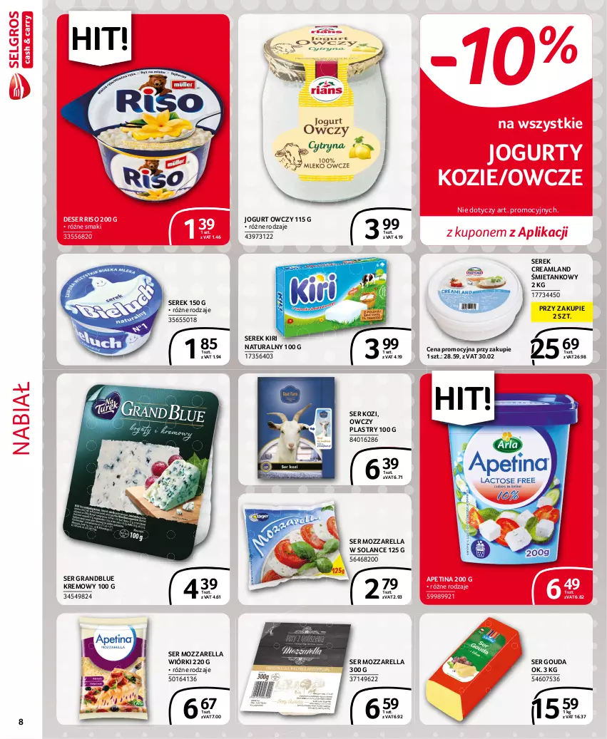 Gazetka promocyjna Selgros - Extra Oferta - ważna 01.09 do 30.09.2021 - strona 8 - produkty: Deser, Gouda, Gra, Jogurt, Mozzarella, Ser, Ser kozi, Serek, Solan