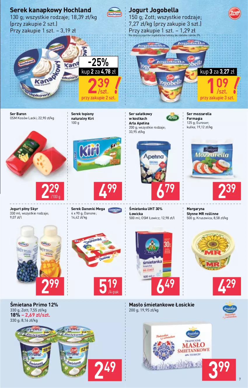 Gazetka promocyjna Stokrotka - Supermarket - ważna 21.10 do 27.10.2021 - strona 7 - produkty: Bell, Bella, Danone, Danonki, Hochland, Jogobella, Jogurt, Jogurt pitny, Lack, Margaryna, Masło, Mozzarella, Sałat, Ser, Serek, Serek kanapkowy, Słynne, Słynne MR Roślinne, Top, Zott