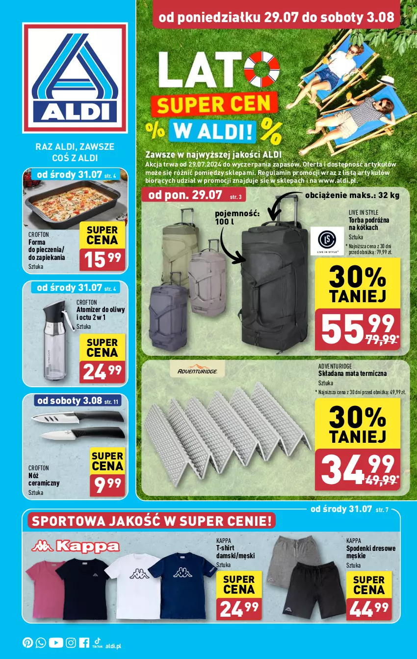 Gazetka promocyjna Aldi - Artykuły przemysłowe i tekstylia - ważna 29.07 do 03.08.2024 - strona 1 - produkty: Dres, Forma do pieczenia, Nóż ceramiczny, Piec, Por, Sport, T-shirt, Torba