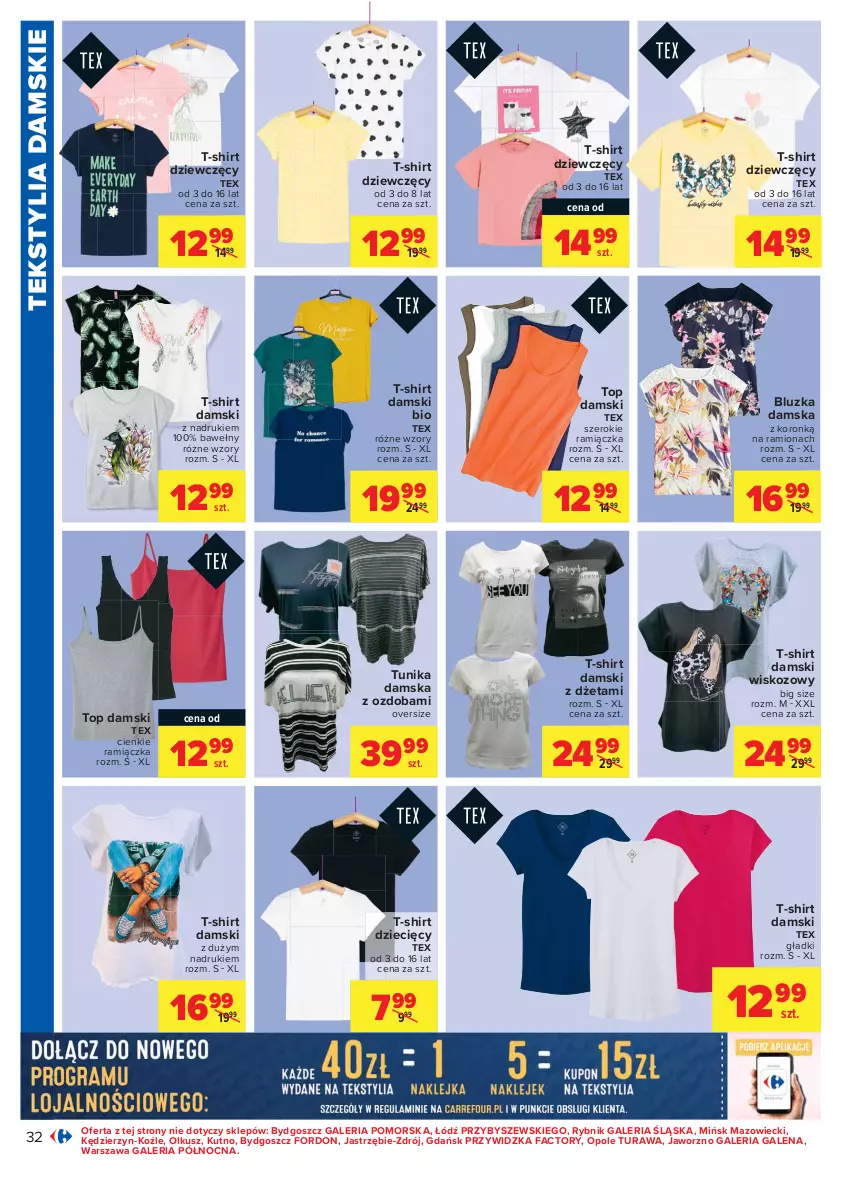 Gazetka promocyjna Carrefour - Gazetka Carrefour - ważna 19.04 do 30.04.2021 - strona 32 - produkty: Dzieci, Fa, Ozdoba, T-shirt, Top, Tunika