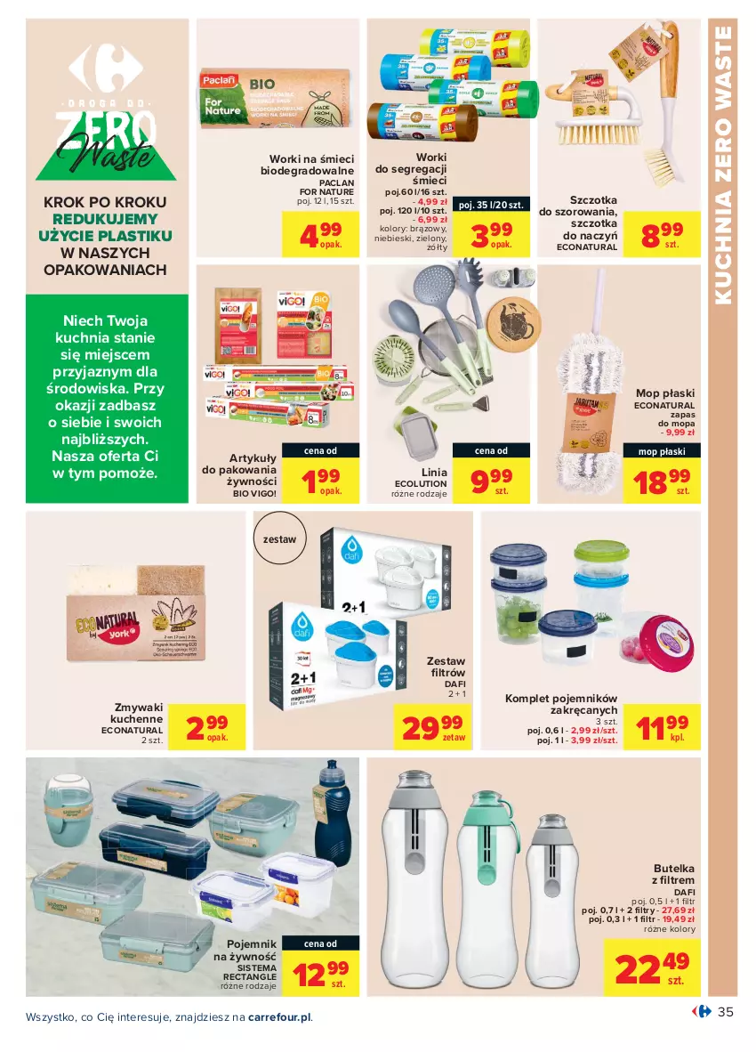 Gazetka promocyjna Carrefour - Gazetka Carrefour - ważna 19.04 do 30.04.2021 - strona 35 - produkty: Butelka z ﬁltrem, Gra, JBL, Kuchnia, Mop, Pojemnik, Szczotka, Szczotka do szorowania, Worki na śmiec, Worki na śmieci, Zmywaki kuchenne