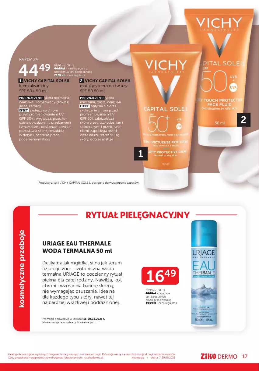 Gazetka promocyjna Ziko - Gazetka Ziko Dermo - ważna 07.08 do 20.08.2025 - strona 17 - produkty: Aksam, Krem do twarzy, Mars, Piec, Rum, Ser, Serum, Vichy, Woda
