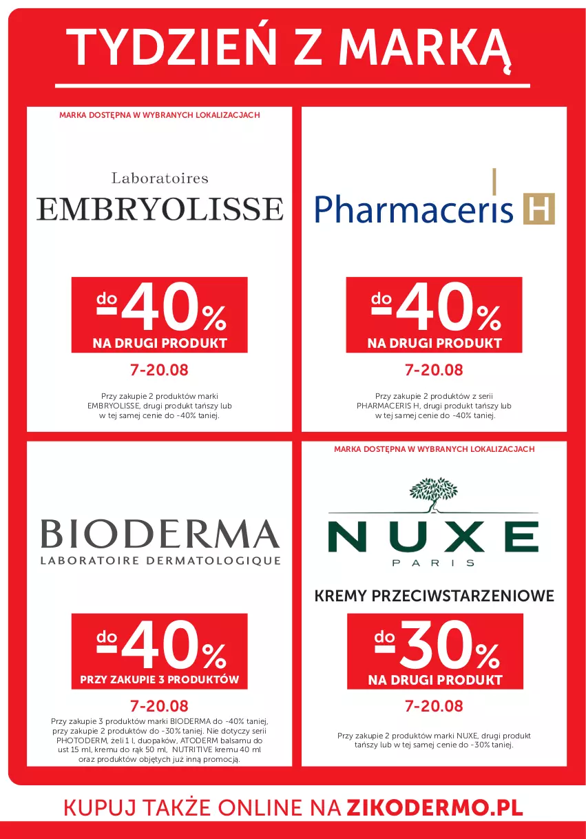 Gazetka promocyjna Ziko - Gazetka Ziko Dermo - ważna 07.08 do 20.08.2025 - strona 22 - produkty: Acer, Atoderm, Bioderma, Embryolisse, Nuxe, Pharmaceris, Ser