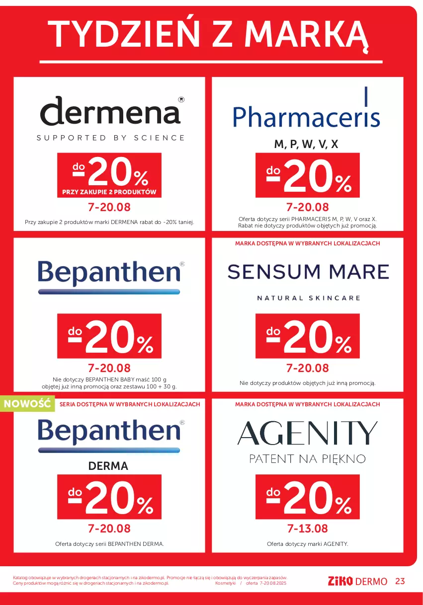 Gazetka promocyjna Ziko - Gazetka Ziko Dermo - ważna 07.08 do 20.08.2025 - strona 23 - produkty: Acer, Bepanthen, Dermena, Pharmaceris, Ser