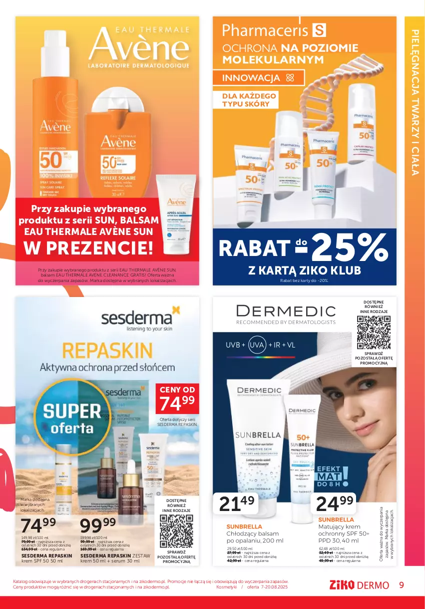 Gazetka promocyjna Ziko - Gazetka Ziko Dermo - ważna 07.08 do 20.08.2025 - strona 9 - produkty: Avène, Gra, Rum, Ser, Serum, Sesderma