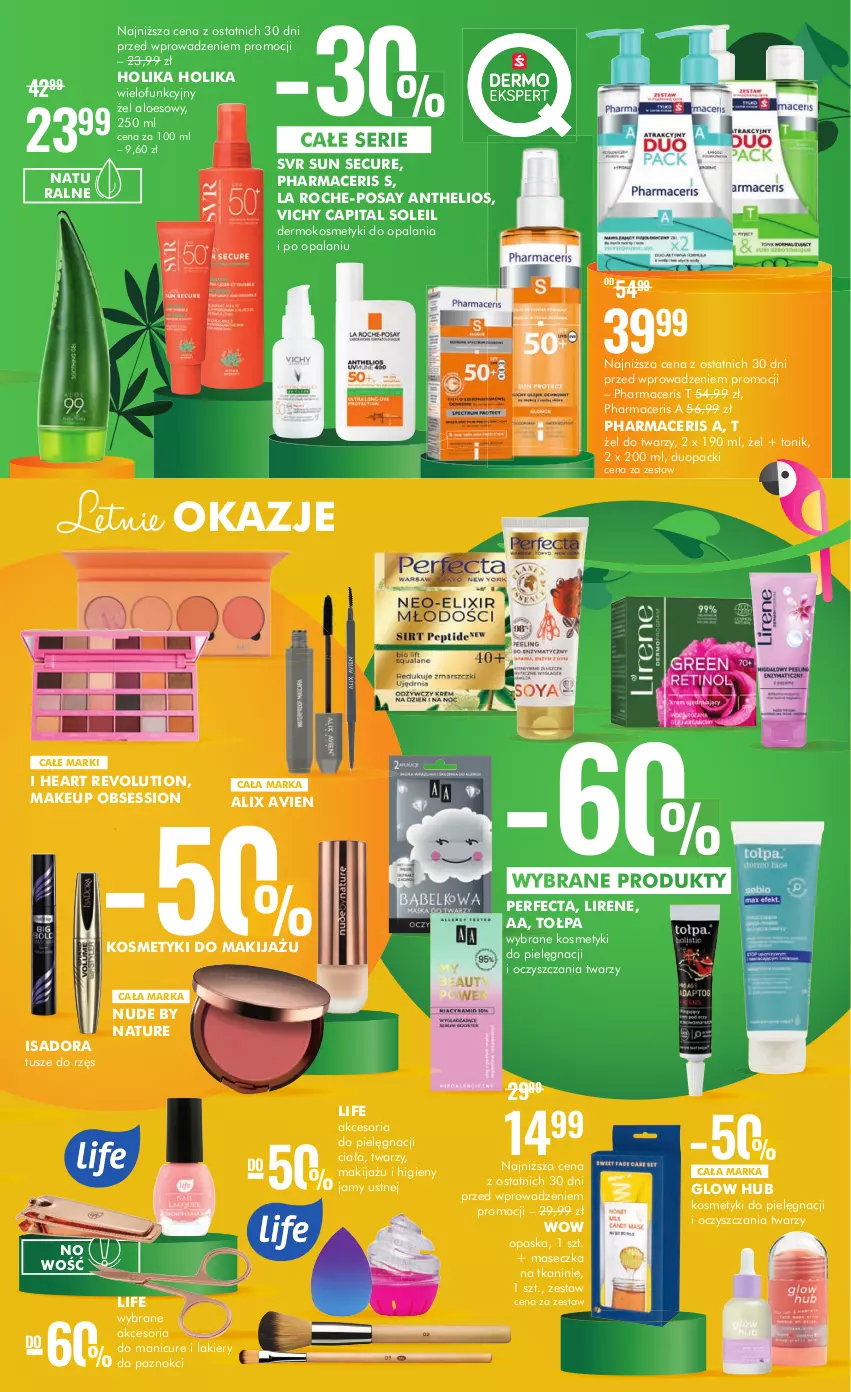 Gazetka promocyjna Super Pharm - Gazetka - ważna 29.06 do 12.07.2023 - strona 5 - produkty: Acer, Helio, Holika Holika, Kosmetyki do pielęgnacji, La Roche-Posay, Lakier, Lirene, Makijaż, Opaska, Perfecta, Pharmaceris, Ser, SESSIO, SVR, Tołpa, Tonik, Tusz, Vichy