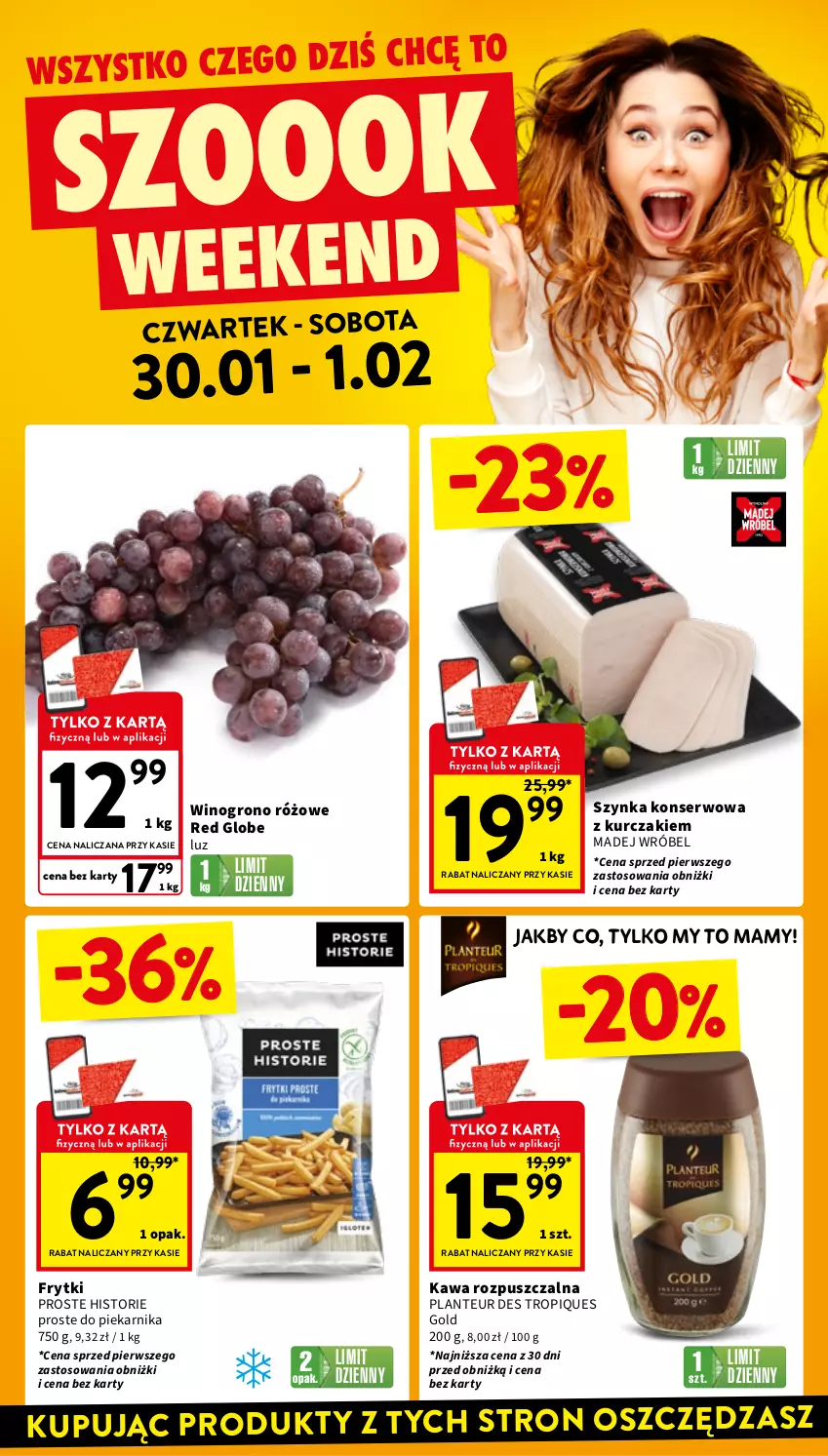 Gazetka promocyjna Intermarche - Gazetka Intermarche - ważna 30.01 do 05.02.2025 - strona 2 - produkty: Frytki, Kawa, Kawa rozpuszczalna, Kurczak, Madej Wróbel, Piekarnik, Ser, Szynka, Szynka konserwowa, Wino