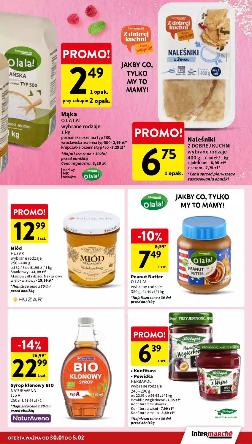 Gazetka promocyjna Intermarche - Gazetka Intermarche - ważna 30.01 do 05.02.2025 - strona 27 - produkty: Dzieci, Herbapol, Jabłka, Konfitura, Mąka, Miód, Naleśniki, Nektar, Ser, Syrop