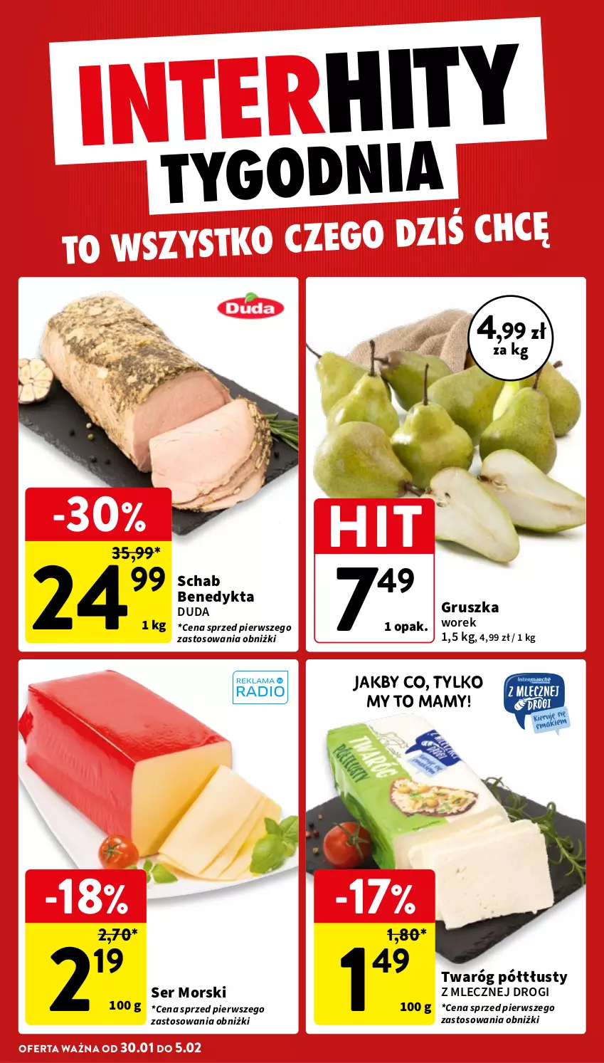 Gazetka promocyjna Intermarche - Gazetka Intermarche - ważna 30.01 do 05.02.2025 - strona 4 - produkty: Duda, Schab Benedykta, Ser, Twaróg, Twaróg półtłusty