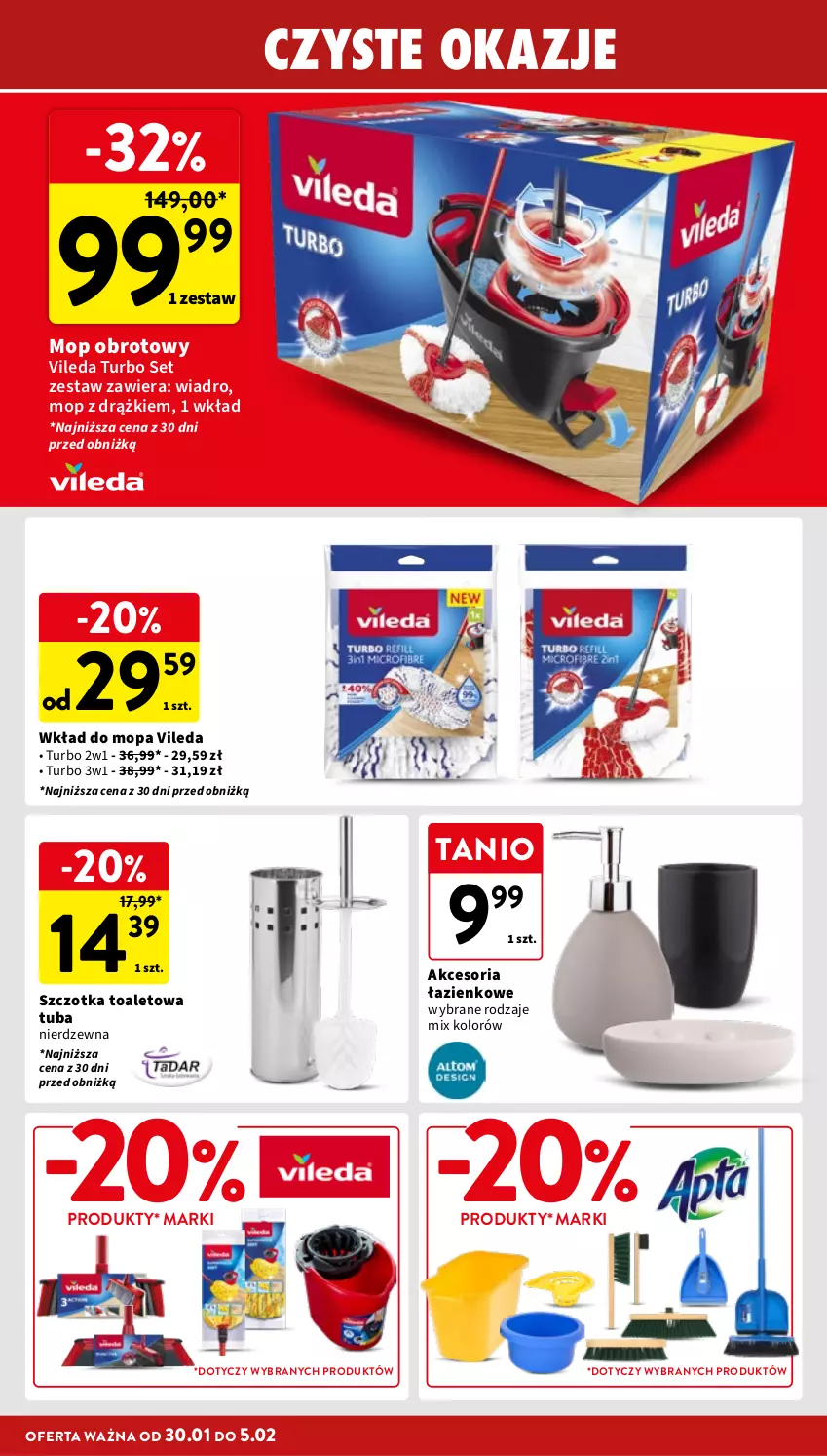 Gazetka promocyjna Intermarche - Gazetka Intermarche - ważna 30.01 do 05.02.2025 - strona 40 - produkty: Mop, Szczotka, Vileda, Wiadro, Wkład do mopa