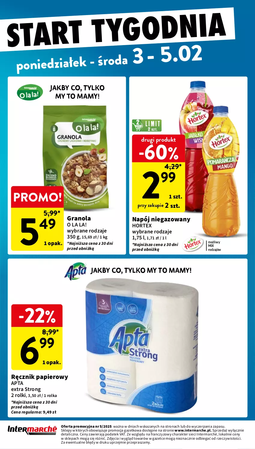 Gazetka promocyjna Intermarche - Gazetka Intermarche - ważna 30.01 do 05.02.2025 - strona 43 - produkty: Gra, Granola, Hortex, Napój, Napój niegazowany, Papier, Ręcznik, Rolki