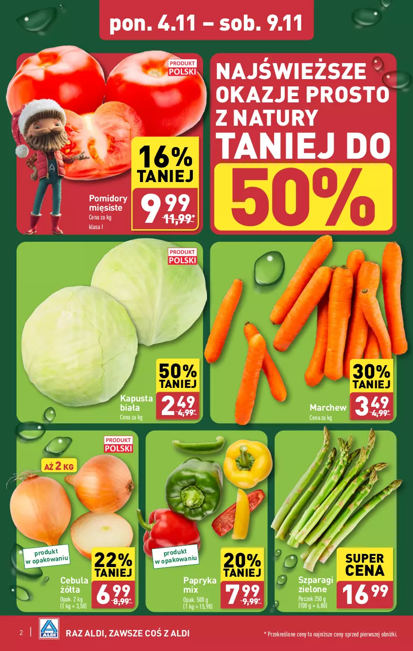 Gazetka promocyjna Aldi - Pełna oferta - ważna 04.11 do 09.11.2024 - strona 2 - produkty: Cebula, Papryka, Pomidory