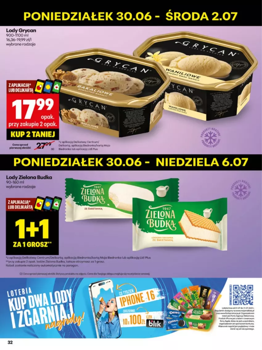 Gazetka promocyjna Delikatesy Centrum - Franczyza DC27 Poniedziałek - ważna 30.06 do 06.07.2025 - strona 32 - produkty: Dron, Gry, Koc, Lody, Rum, Zielona Budka