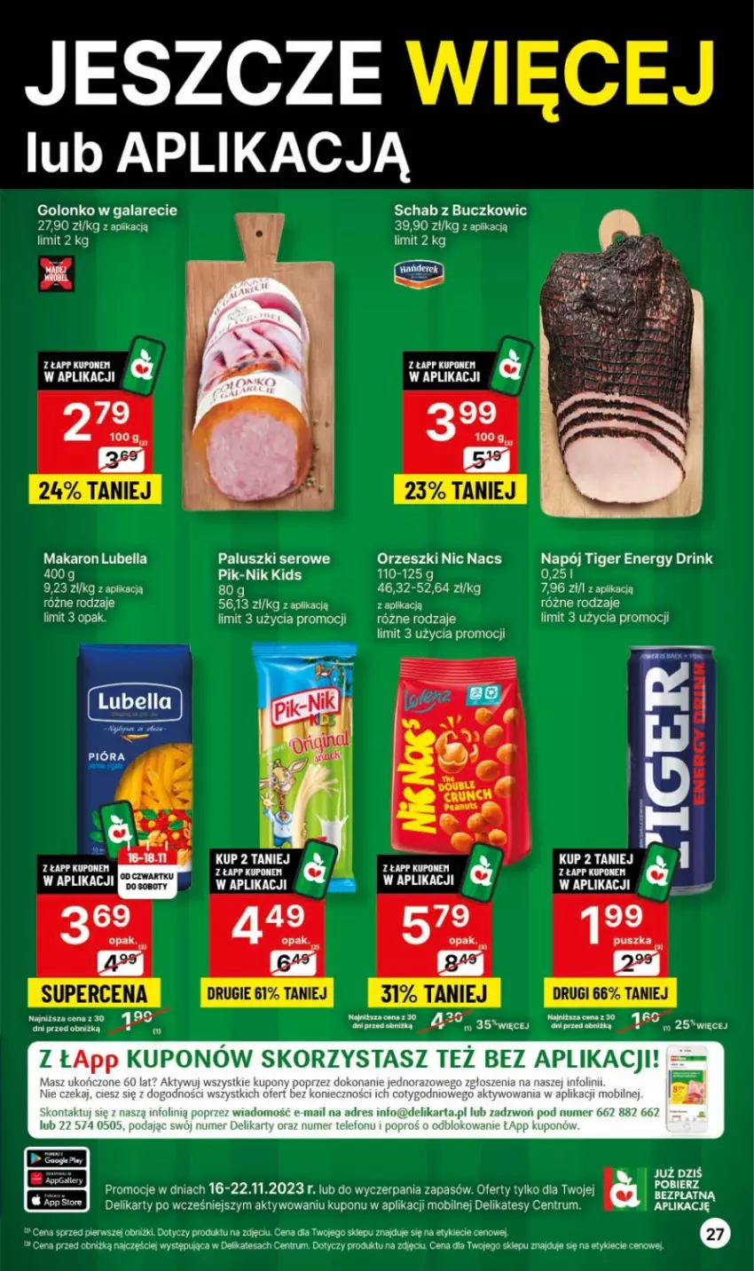 Gazetka promocyjna Delikatesy Centrum - Gazetka DC45 czw-sr - ważna 16.11 do 22.11.2023 - strona 27 - produkty: Bell, Bella, Dres, Gala, Lubella, Makaron, Mobil, Napój, Orzeszki, Rum, Ser, Telefon, Tiger