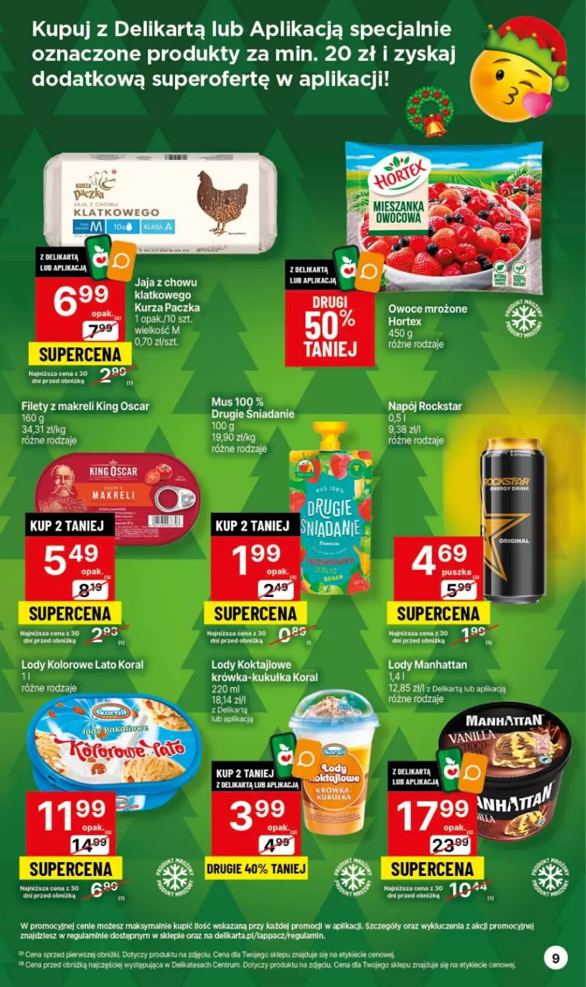 Gazetka promocyjna Delikatesy Centrum - Gazetka DC45 czw-sr - ważna 16.11 do 22.11.2023 - strona 9 - produkty: Gin, Hortex, Jaja, Lody, Mus, Napój, Rum