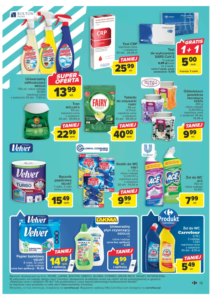 Gazetka promocyjna Carrefour - Gazetka Carrefour - ważna 24.01 do 04.02.2023 - strona 19 - produkty: BIC, Fa, Fairy, Kret, Odtłuszczacz, Prima, Rolki, Szafa, Tablet, Tran, Velvet, Zmywarki