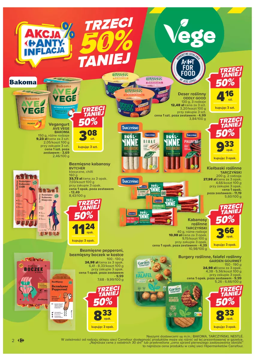 Gazetka promocyjna Carrefour - Gazetka Carrefour - ważna 24.01 do 04.02.2023 - strona 2 - produkty: Bakoma, Burger, Deser, Fa, Kabanos, Kosz, Por, Ser, Tarczyński, Vegangurt