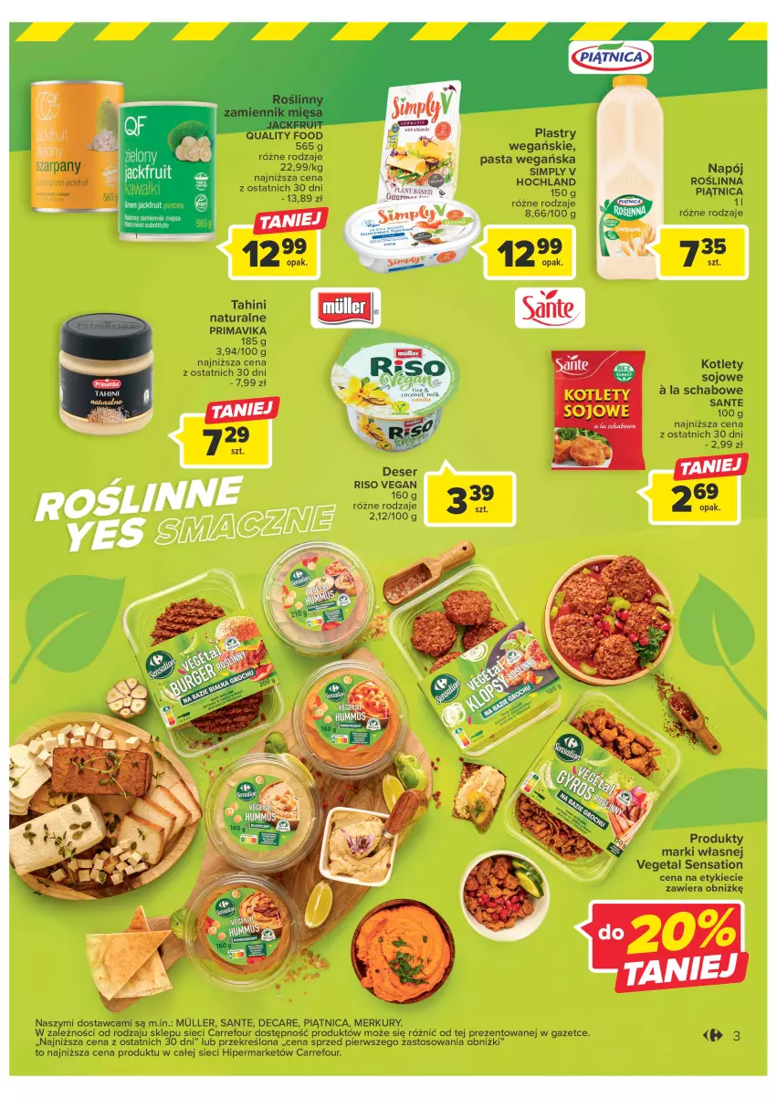 Gazetka promocyjna Carrefour - Gazetka Carrefour - ważna 24.01 do 04.02.2023 - strona 3 - produkty: Deser, Hochland, Kotlet, Napój, Piątnica, Prima, Primavika, Sante, Sati, Ser, Vegeta