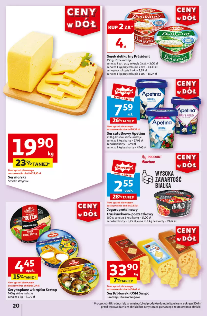 Gazetka promocyjna Auchan - Gazetka CENY W DÓŁ Hipermarket Auchan - ważna 13.06 do 19.06.2024 - strona 22 - produkty: Gin, Jogurt, Królewski, Por, Sałat, Ser, Serek, Sok, Top