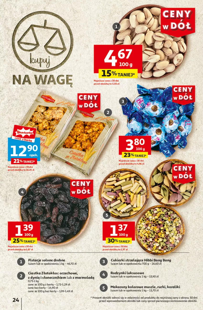 Gazetka promocyjna Auchan - Gazetka CENY W DÓŁ Hipermarket Auchan - ważna 13.06 do 19.06.2024 - strona 26 - produkty: Ciastka, Dynią, Makaron, Mola, Mus, Pistacje, Rodzynki, Rurki