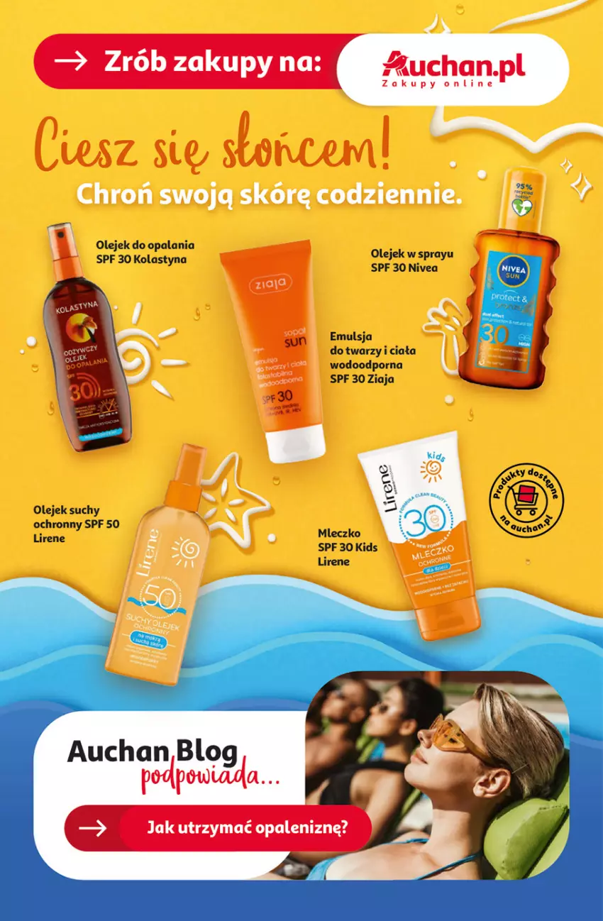 Gazetka promocyjna Auchan - Gazetka CENY W DÓŁ Hipermarket Auchan - ważna 13.06 do 19.06.2024 - strona 38 - produkty: Emulsja, Lirene, Mleczko, Nivea, Olej, Por, Ziaja