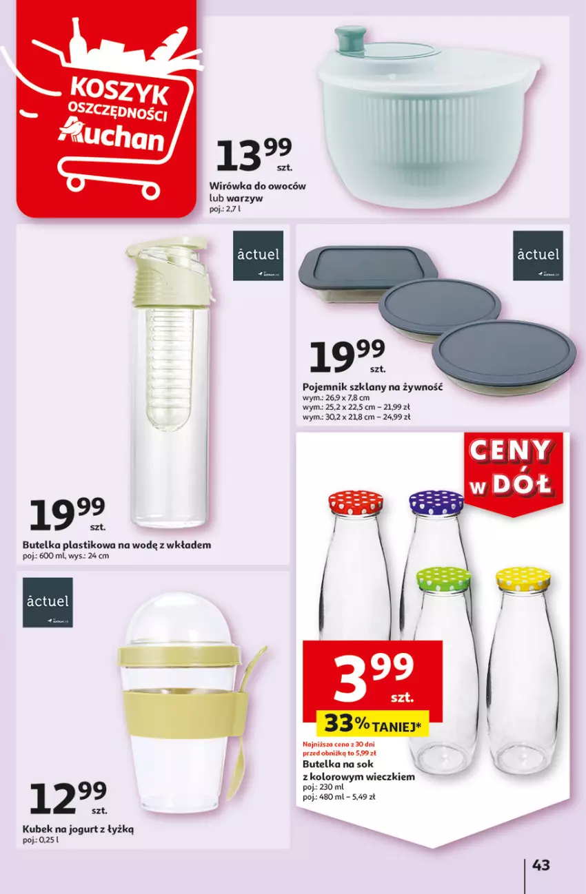 Gazetka promocyjna Auchan - Gazetka CENY W DÓŁ Hipermarket Auchan - ważna 13.06 do 19.06.2024 - strona 51 - produkty: Jogurt, Kubek, Pojemnik, Pojemnik szklany, Sok