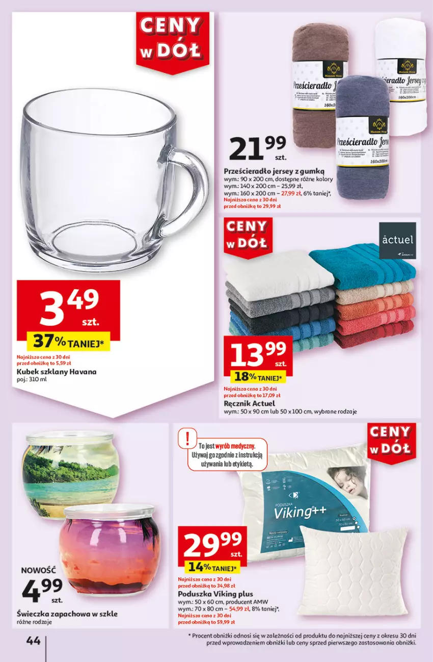 Gazetka promocyjna Auchan - Gazetka CENY W DÓŁ Hipermarket Auchan - ważna 13.06 do 19.06.2024 - strona 52 - produkty: Kubek, Poduszka, Prześcieradło, Ręcznik