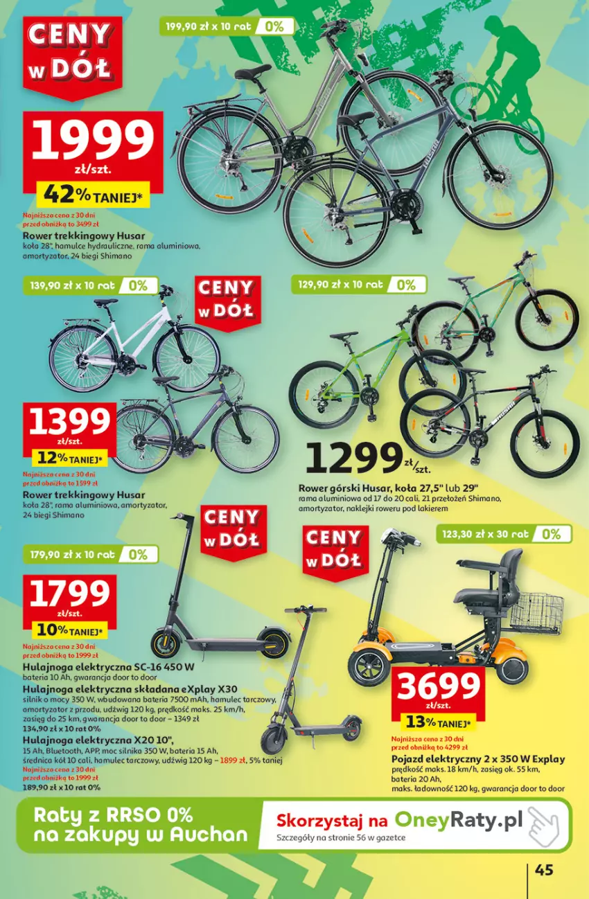 Gazetka promocyjna Auchan - Gazetka CENY W DÓŁ Hipermarket Auchan - ważna 13.06 do 19.06.2024 - strona 53 - produkty: Bateria, Dźwig, Hulajnoga, Hulajnoga elektryczna, Klej, Lakier, Mule, Pojazd, Rama, Rower