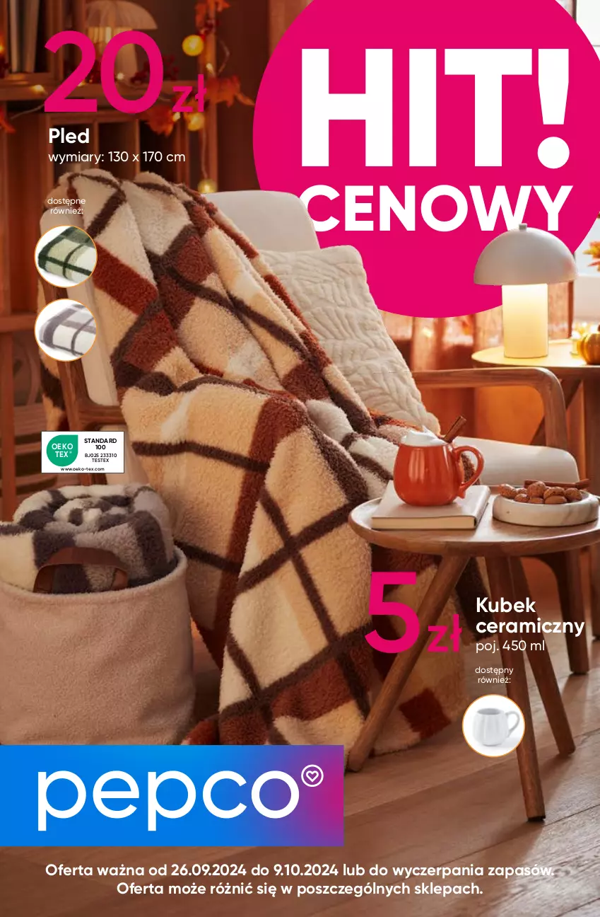 Gazetka promocyjna Pepco - Przytulna jesień - ważna 26.09 do 09.10.2024 - strona 1 - produkty: Kubek, Pled