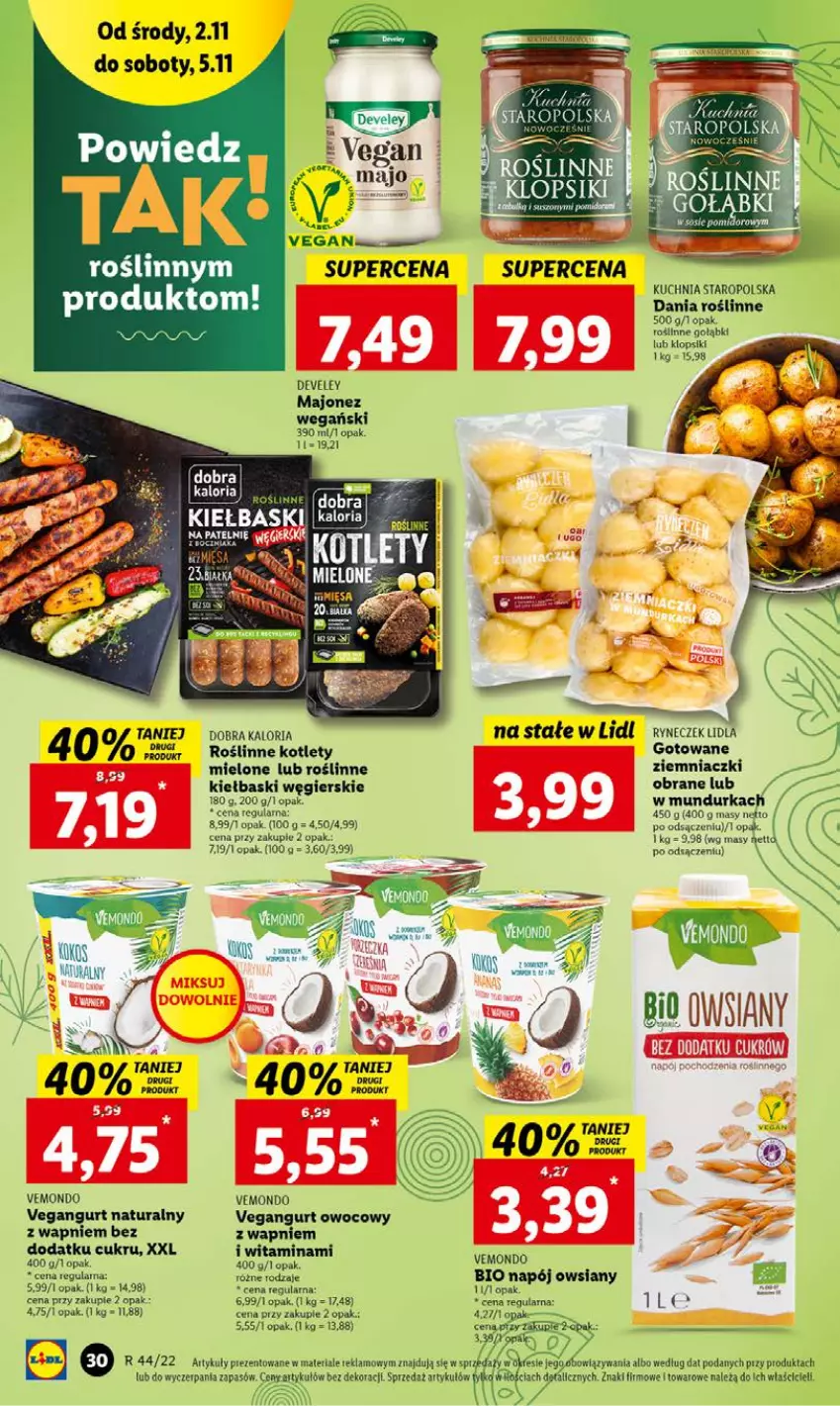 Gazetka promocyjna Lidl - GAZETKA - ważna 02.11 do 05.11.2022 - strona 32 - produkty: Klopsiki, Kotlet, Kuchnia, Kuchnia Staropolska, LG, Majonez, Napój, Roślinne kiełbaski, Vegangurt