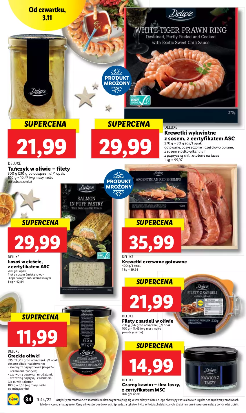 Gazetka promocyjna Lidl - GAZETKA - ważna 02.11 do 05.11.2022 - strona 36 - produkty: Kawior, Krewetki, Oliwki, Sos, Szpinak, Tuńczyk