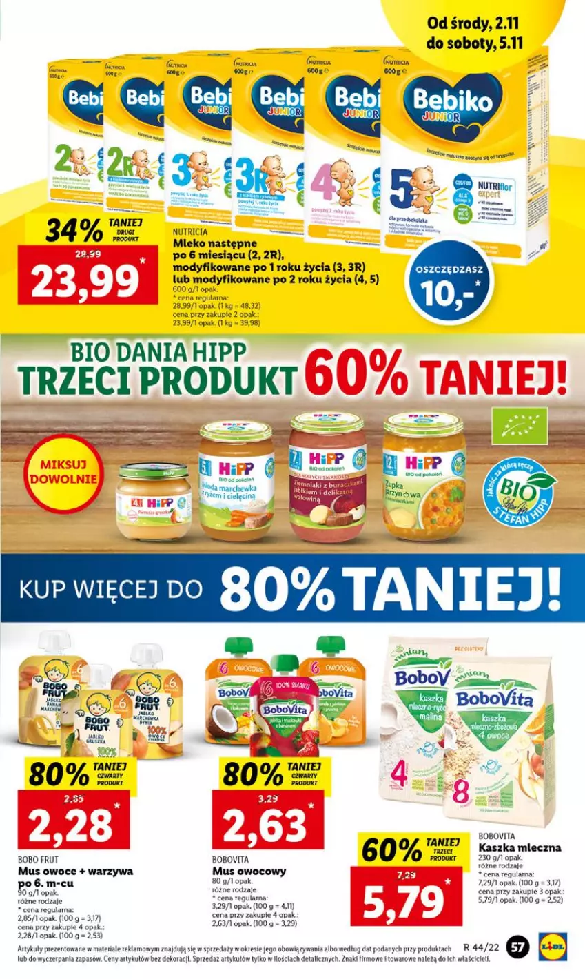 Gazetka promocyjna Lidl - GAZETKA - ważna 02.11 do 05.11.2022 - strona 63 - produkty: BoboVita, Mleko, Mus, O nas, Owoce, Ser, Warzywa