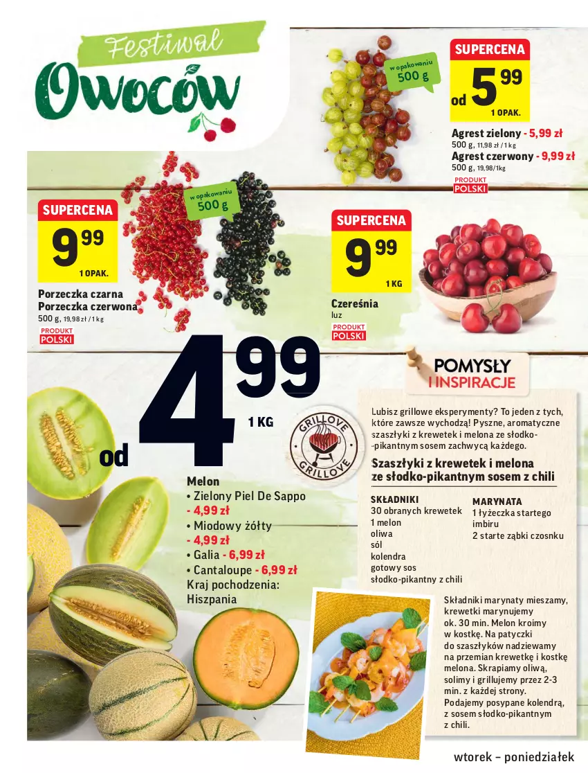 Gazetka promocyjna Intermarche - Gazetka promocyjna - ważna 13.07 do 19.07.2021 - strona 12 - produkty: Gres, Grill, Imbir, Kolendra, Krewetki, Melon, Por, Sól, Sos