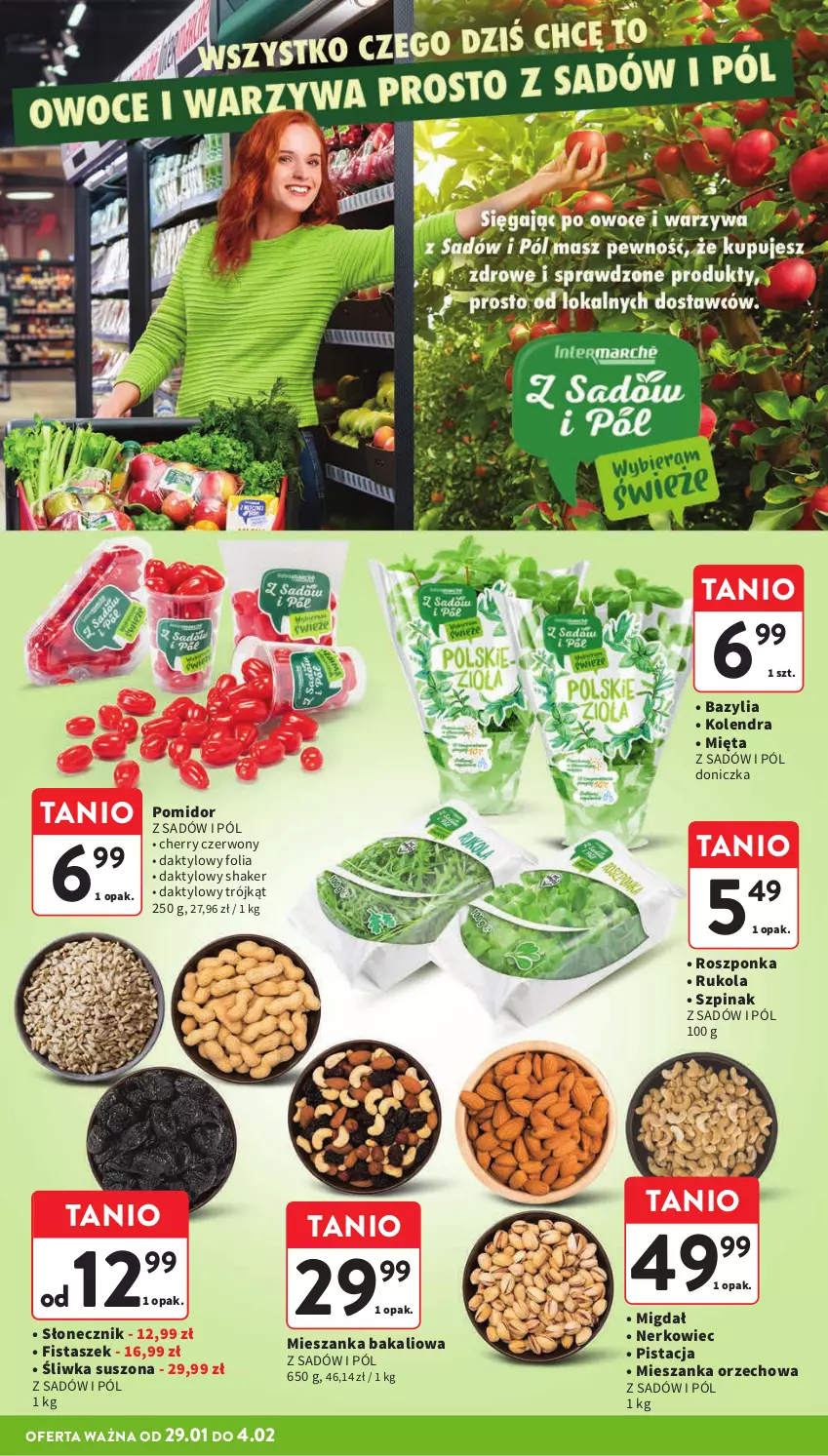 Gazetka promocyjna Intermarche - Gazetka Intermarche - ważna 29.01 do 04.02.2026 - strona 12 - produkty: Bazyl, Bazylia, Kolendra, Mieszanka bakaliowa, Mieszanka orzechowa, Mięta, Roszponka, Rukola, Szpinak