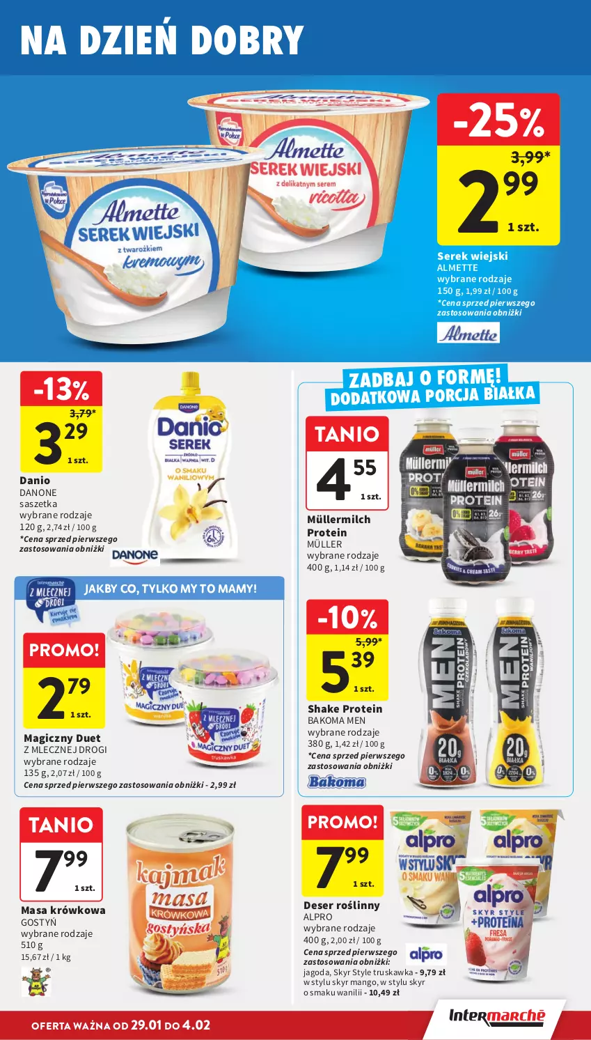 Gazetka promocyjna Intermarche - Gazetka Intermarche - ważna 29.01 do 04.02.2026 - strona 23 - produkty: Almette, Alpro, Bakoma, Danio, Danone, Deser, Mango, Masa krówkowa, Müller, Müllermilch, Ser, Serek, Serek wiejski