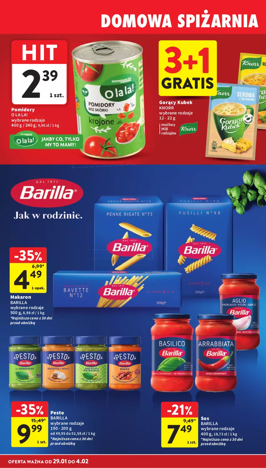 Gazetka promocyjna Intermarche - Gazetka Intermarche - ważna 29.01 do 04.02.2026 - strona 32 - produkty: Barilla, Gra, Knorr, Kubek, Makaron, Pesto, Pomidory, Sos