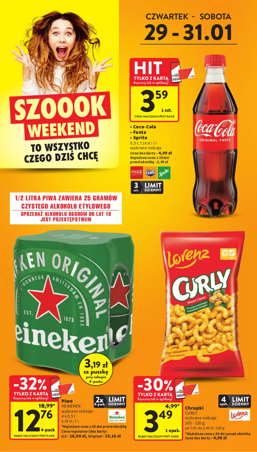 Gazetka promocyjna Intermarche - Gazetka Intermarche - ważna 29.01 do 04.02.2026 - strona 4 - produkty: Chrupki, Coca-Cola, Fa, Fanta, Gin, Gra, Heineken, Piwa, Piwo, Sprite