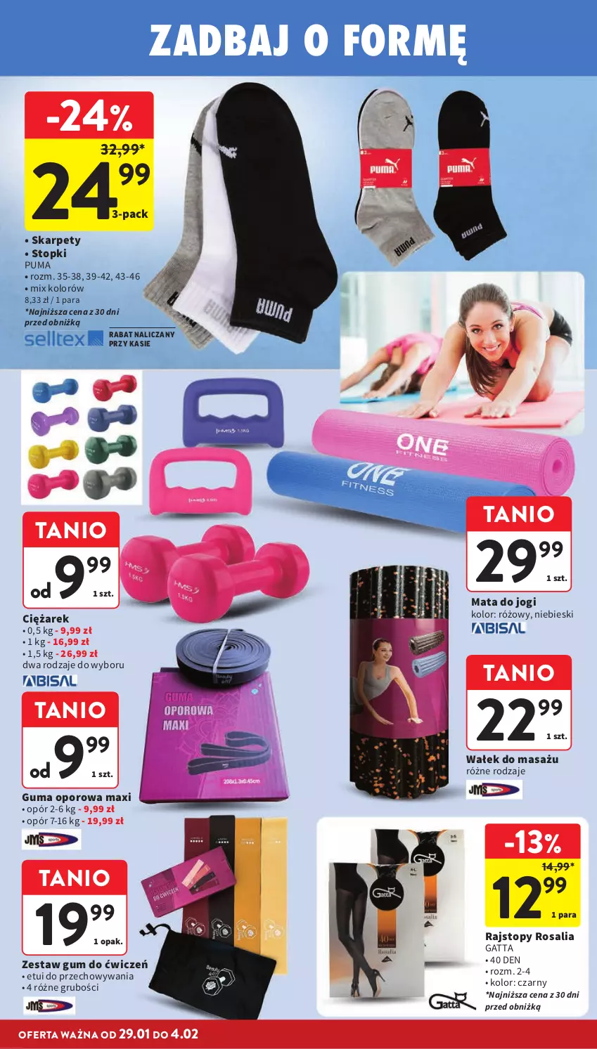Gazetka promocyjna Intermarche - Gazetka Intermarche - ważna 29.01 do 04.02.2026 - strona 41 - produkty: Gatta, Karp, Mata do jogi, Por, Puma, Rajstopy, Top, Wałek