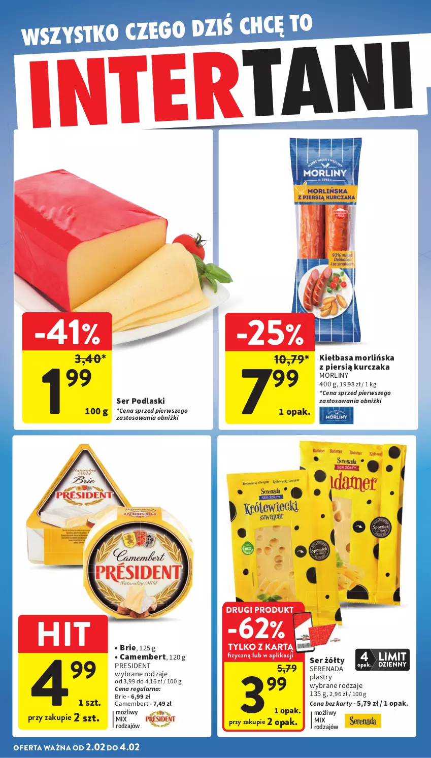 Gazetka promocyjna Intermarche - Gazetka Intermarche - ważna 29.01 do 04.02.2026 - strona 43 - produkty: Brie, Camembert, Kiełbasa, Kurczak, Morliny, Podlaski, Ser