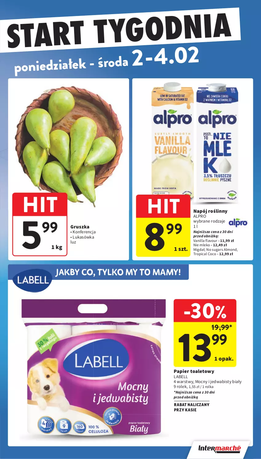 Gazetka promocyjna Intermarche - Gazetka Intermarche - ważna 29.01 do 04.02.2026 - strona 44 - produkty: Alpro, Bell, Mleko, Napój, Napój roślinny, Papier, Papier toaletowy, Tropical