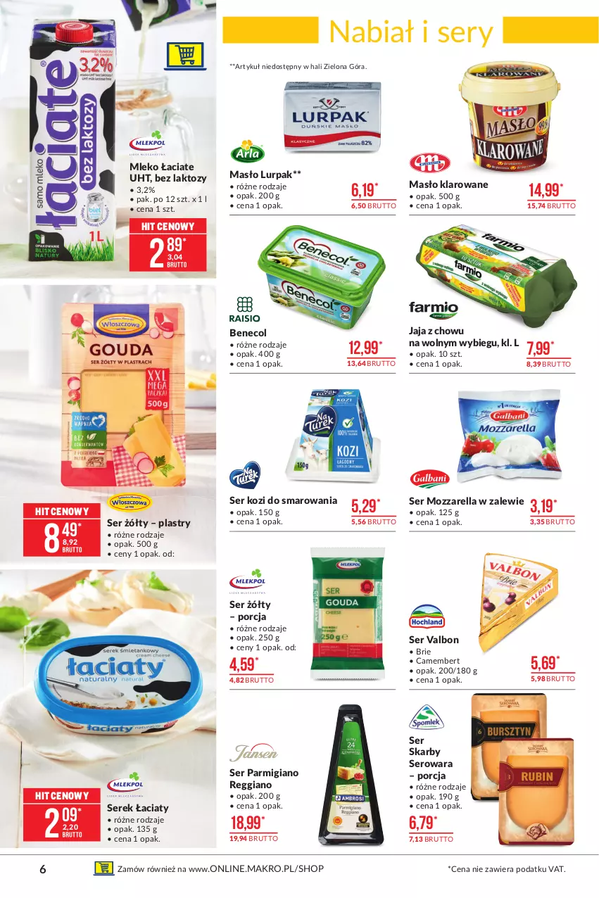 Gazetka promocyjna Makro - [Oferta promocyjna] Artykuły spożywcze - ważna 29.06 do 12.07.2021 - strona 6 - produkty: Benecol, Brie, Camembert, Jaja, Lurpak, Masło, Masło klarowane, Mleko, Mozzarella, Por, Ser, Ser kozi, Serek