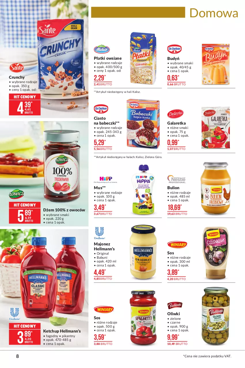 Gazetka promocyjna Makro - [Oferta promocyjna] Artykuły spożywcze - ważna 29.06 do 12.07.2021 - strona 8 - produkty: Babeczki, Babuni, Budyń, Bulion, Dżem, Gala, Galaretka, Gin, Hellmann’s, Ketchup, Lion, Majonez, Mus, Oliwki, Płatki owsiane, Sos