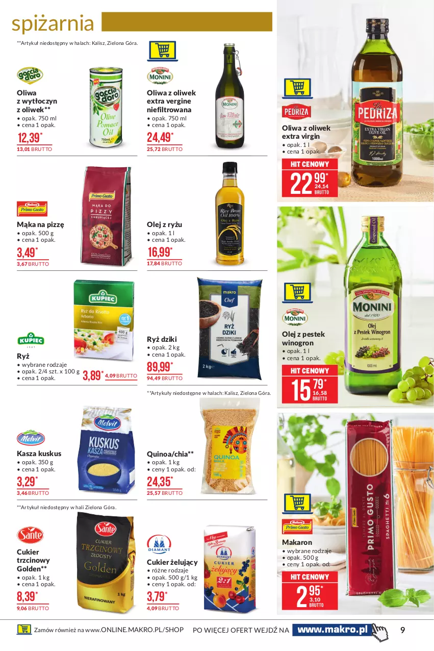 Gazetka promocyjna Makro - [Oferta promocyjna] Artykuły spożywcze - ważna 29.06 do 12.07.2021 - strona 9 - produkty: Chia, Cukier, Cukier trzcinowy, Gin, Kasza, Kuskus, Mąka, Makaron, Olej, Oliwa z oliwek, Quinoa, Ryż, Stek, Wino