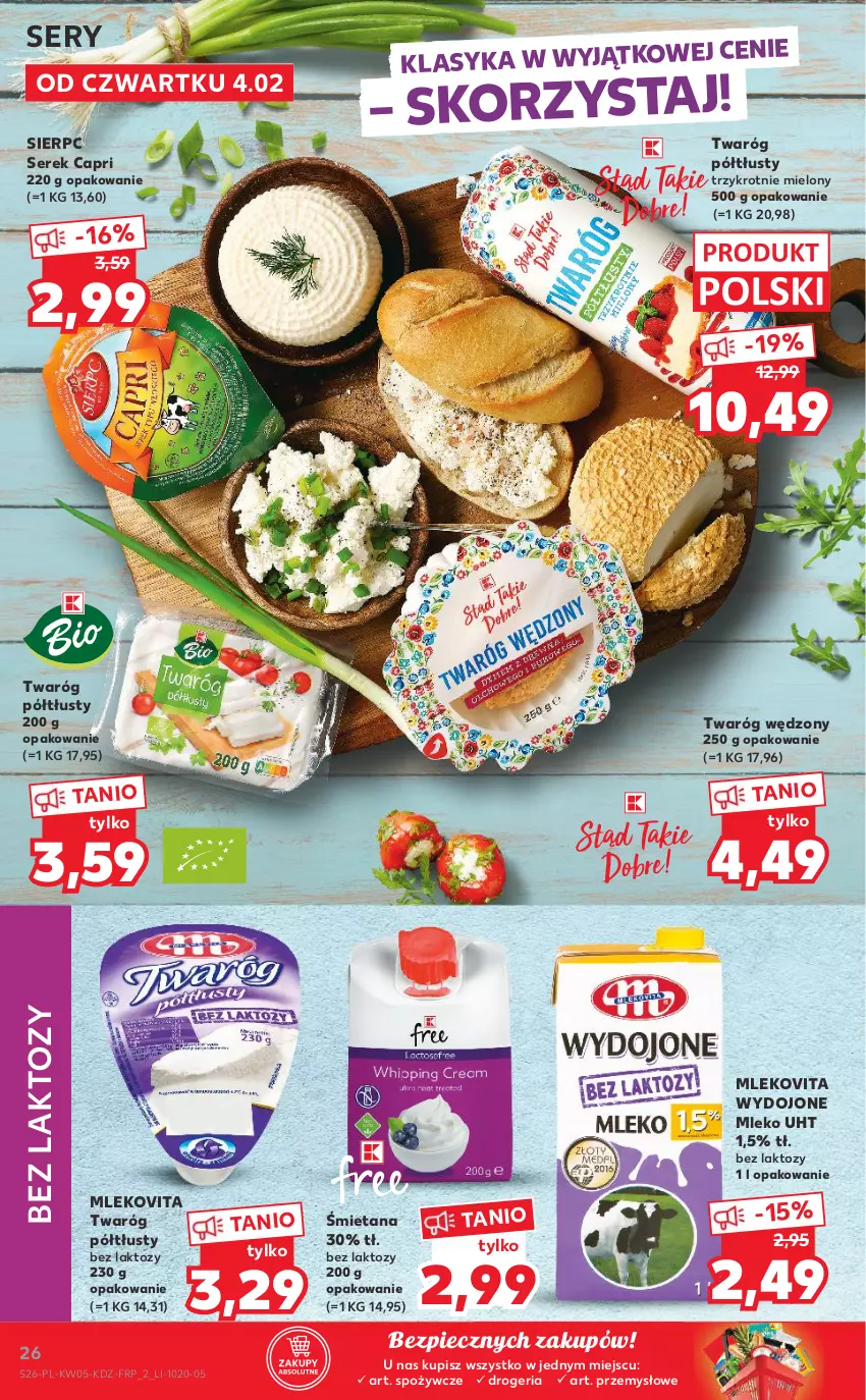 Gazetka promocyjna Kaufland - OFERTA TYGODNIA - ważna 04.02 do 10.02.2021 - strona 26 - produkty: Mleko, Mlekovita, Piec, Ser, Serek, Twaróg, Twaróg półtłusty