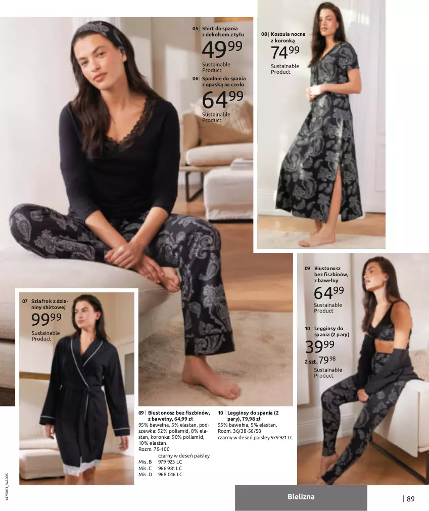 Gazetka promocyjna Bonprix - Total Look - ważna 18.01 do 18.07.2023 - strona 91 - produkty: Biustonosz, Gin, Kosz, Koszula, Koszula nocna, Legginsy, Spodnie, Spodnie do spania, Szlafrok, Wełna